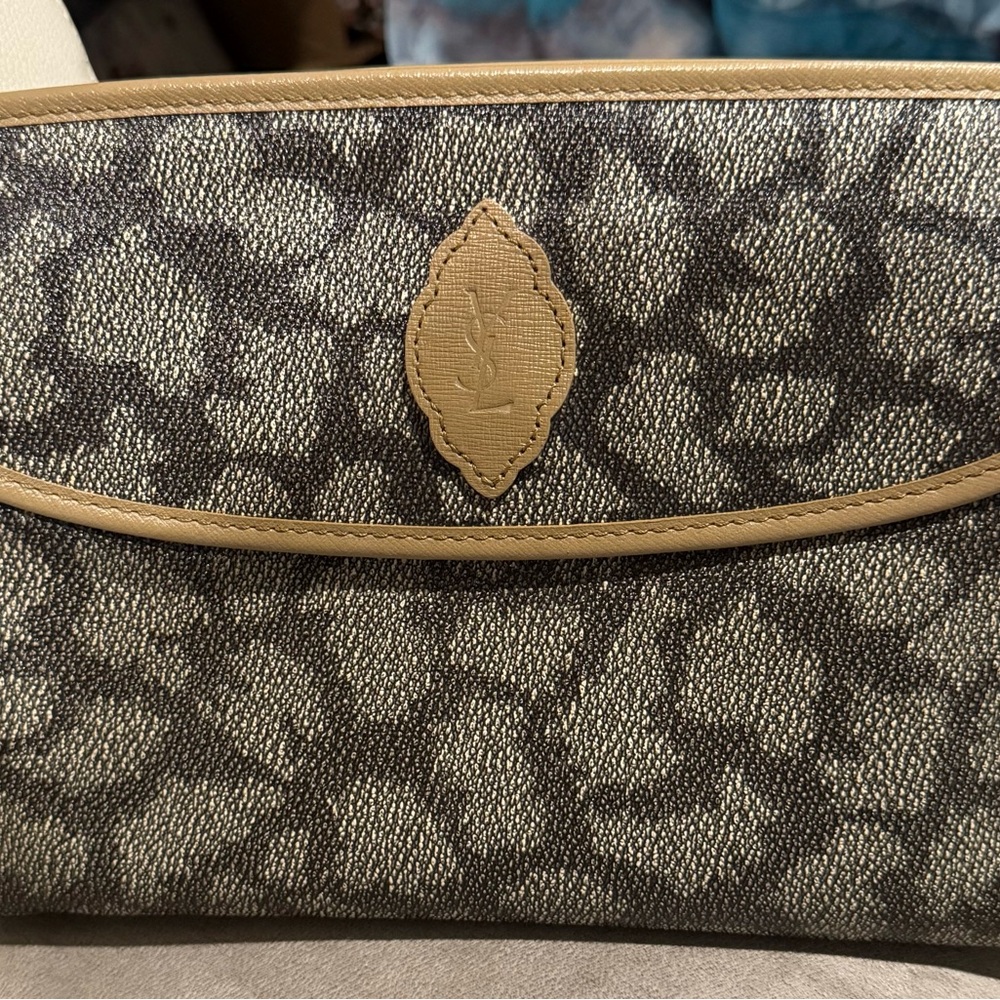 Yves Saint Laurent Black and Tan Clutch